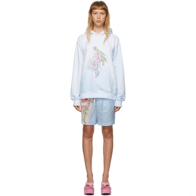 Shop Im Sorry By Petra Collins Ssense Exclusive Blue & White Graphic Pullover Hoodie In Lt Blue/whi