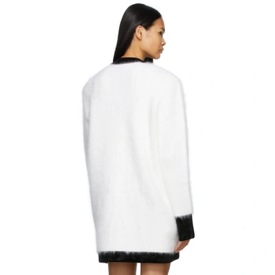 Shop Balmain White & Black Angora Velvet Jacket In Gab Wh/blk