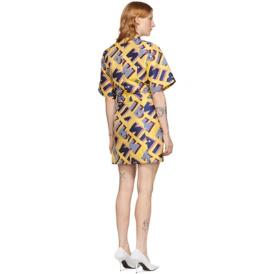 Shop Kirin Multicolor Jacquard Typo Dress In Yellow Blue
