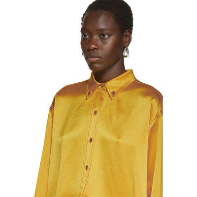 Shop Sies Marjan Yellow Crinkled Satin Kiki Oversized Shirt In Corn Corn