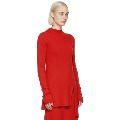 Shop Kenzo Red Wool Asymmetrical Tunic Sweater In 21 Med Red