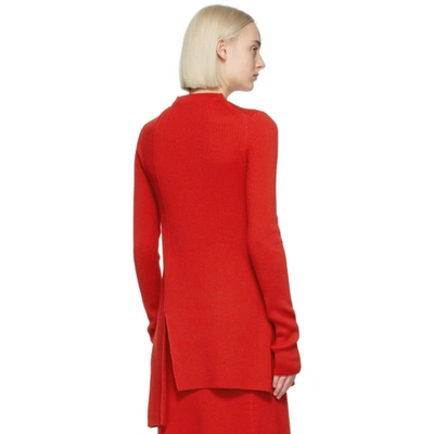 Shop Kenzo Red Wool Asymmetrical Tunic Sweater In 21 Med Red