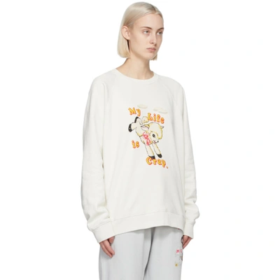 Shop Marc Jacobs Off-white Magda Archer Edition 'my Life Is Crap' Sweatshirt In 134 Vintwht