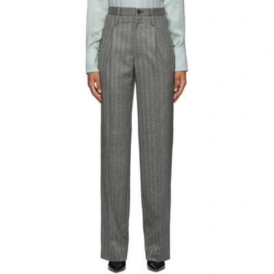 Shop Commission Grey Herringbone Double Waisted Trousers