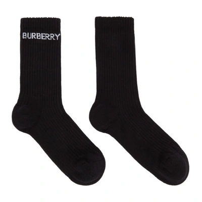 Shop Burberry Black Logo Sports Socks