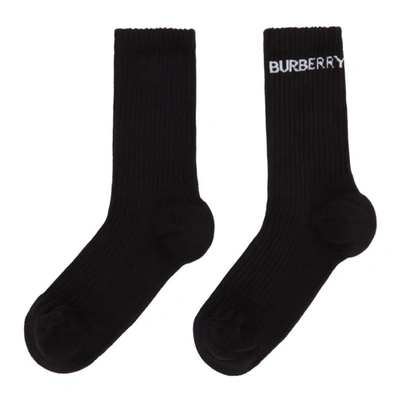 Shop Burberry Black Logo Sports Socks