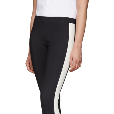 Shop Moncler Black & White Side Stripe Leggings In 970 Bk/wh