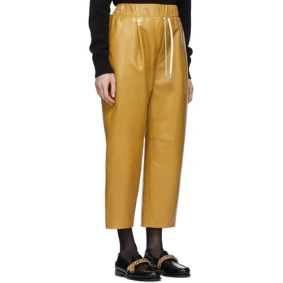 Shop Givenchy Yellow Leather Drawstring Trousers In 715 Mustard