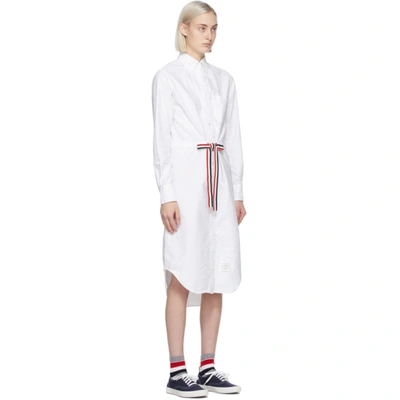 Shop Thom Browne White Below-the-knee Shirt Dress In 100 White