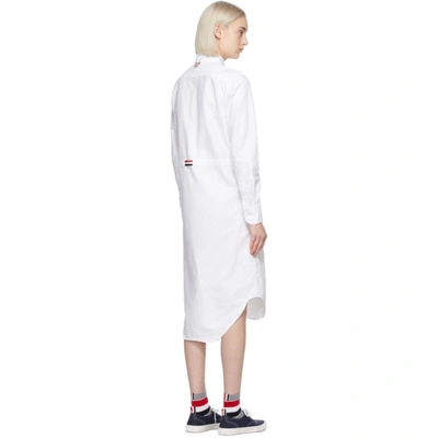 Shop Thom Browne White Below-the-knee Shirt Dress In 100 White