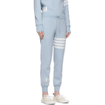 Shop Thom Browne Blue Cashmere 4-bar Lounge Pants In 480 Ltblue