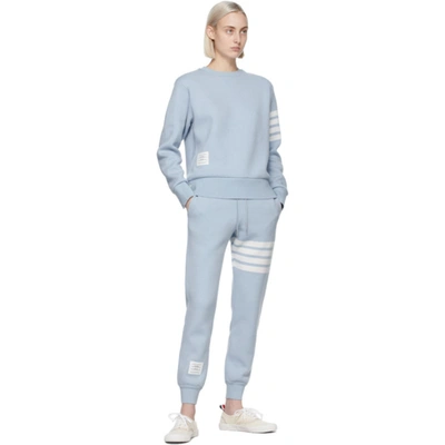 Shop Thom Browne Blue Cashmere 4-bar Lounge Pants In 480 Ltblue