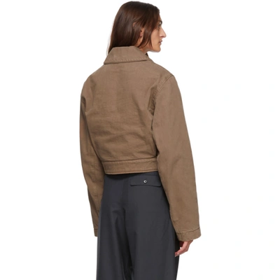 Shop Lemaire Brown Short Denim Blouson Jacket In 472 Bronze