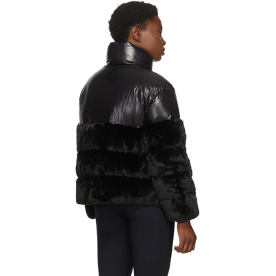 Shop Moncler Black Down Faux-fur Logo-dec Jacket In 999 Black