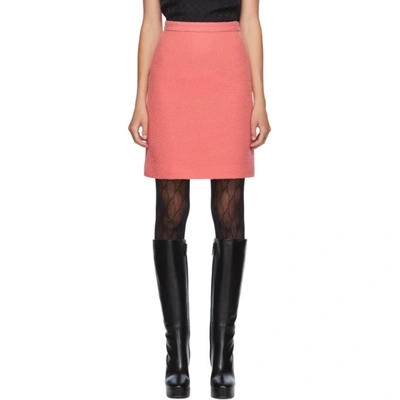 Shop Gucci Pink Wool Tweed Miniskirt In 5175 Viv.az