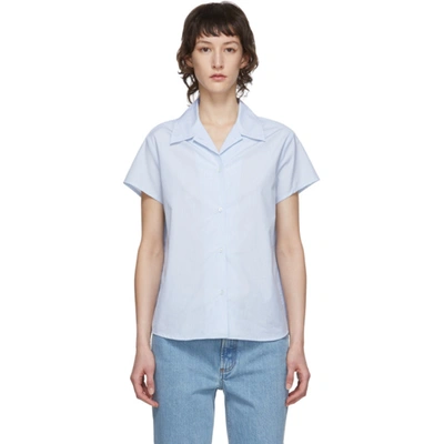 Shop Apc A.p.c. Blue And White Marina Shirt In Iab Blue