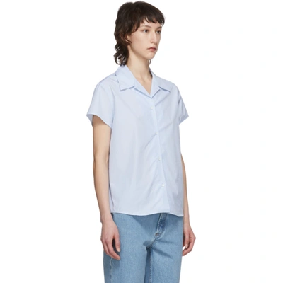 Shop Apc A.p.c. Blue And White Marina Shirt In Iab Blue