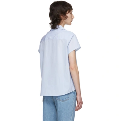 Shop Apc A.p.c. Blue And White Marina Shirt In Iab Blue