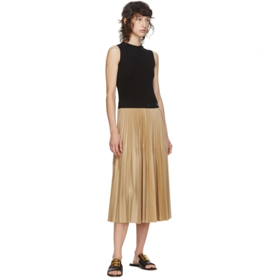 Shop Givenchy Black & Beige Pleated Mid-length Dress In 007 Blk/bei