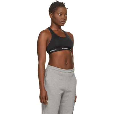 Shop Vetements Black Logo Sports Bra