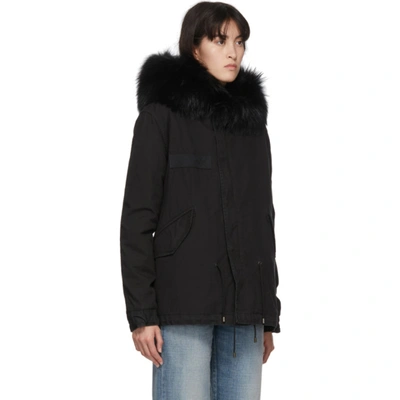 Shop Mr & Mrs Italy Mr And Mrs Italy Black Mini Fur Army Parka