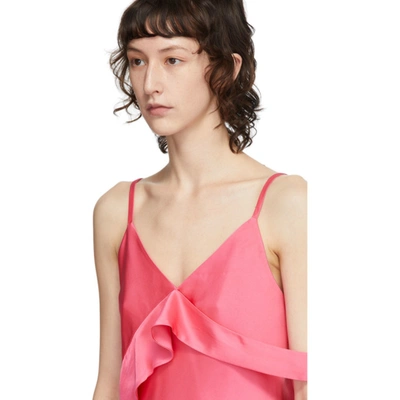 Shop Helmut Lang Pink Double Satin Sash Camisole In Neon Pink