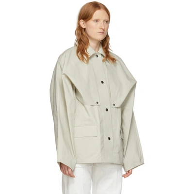 Shop Kassl Editions Reversible Beige Cape Jacket In White/beige