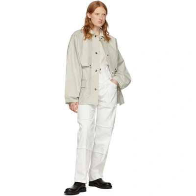 Shop Kassl Editions Reversible Beige Cape Jacket In White/beige