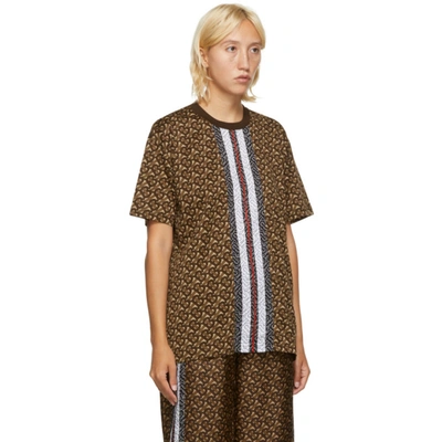 Burberry Monogram Stripe Print Cotton Oversized T-shirt In Bridle Brown Ip  Ptn