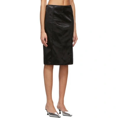 Shop Kwaidan Editions Black Bonded Satin Faceted Mid-length Skirt