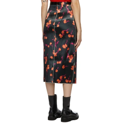 Shop Meryll Rogge Black Bonded Satin Daisy Skirt In Black Multi