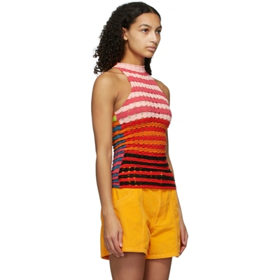 Shop Agr Multicolor Striped Tank Top In Pink Red