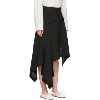 Shop Lanvin Black Silk Asymmetric Skirt In 10 Black
