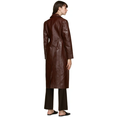 Shop Lvir Burgundy Faux-leather Single-breasted Coat In Wine