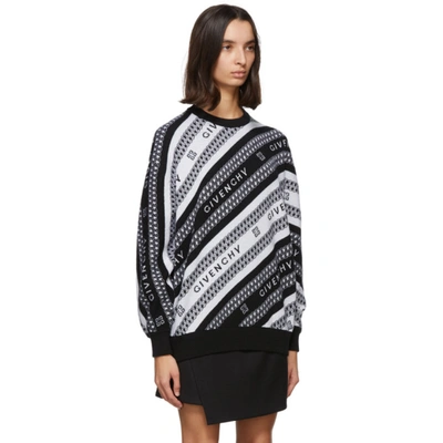Shop Givenchy White & Black Chain Jacquard Sweater In 004 Blk/wh