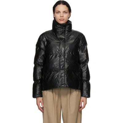Shop Rains Black Padded Boxy Jacket In Shiny Black