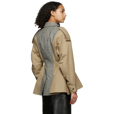 Shop Alexander Mcqueen Beige Gabardine Spliced Jacket In 2001 Beige