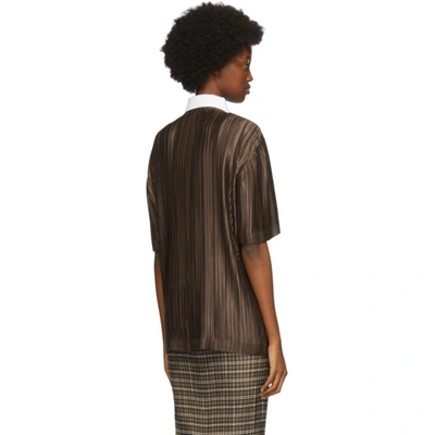 Shop Burberry Brown Oversized Plissé Polo In Soft Fawn