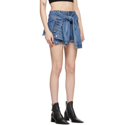 Shop Alexander Wang Blue Denim Tie Front Skort In 401 Deep Bl