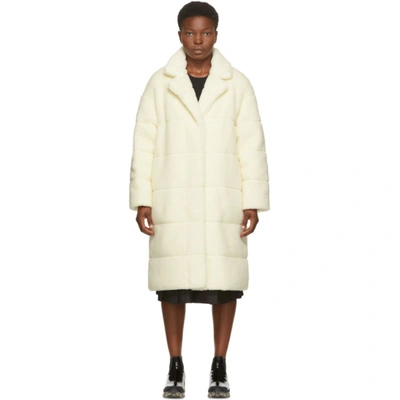 Shop Moncler Reversible Off-white Bagaud Sherpa Coat In 034 Ivory