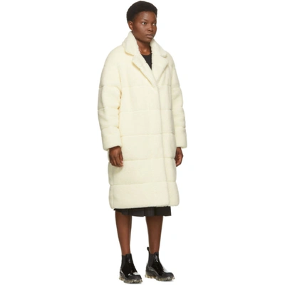 Shop Moncler Reversible Off-white Bagaud Sherpa Coat In 034 Ivory