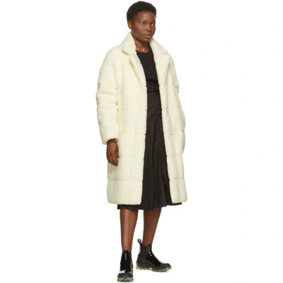 Shop Moncler Reversible Off-white Bagaud Sherpa Coat In 034 Ivory