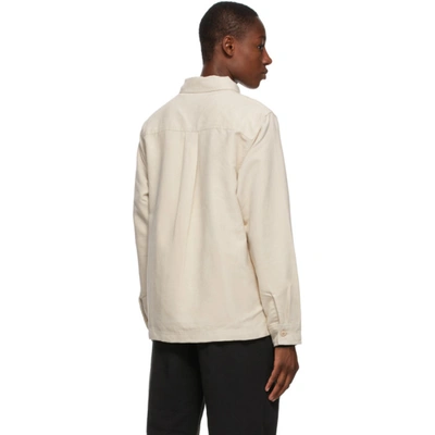 Shop Stussy Off-white Faux-suede Work Shirt Jacket In Natural