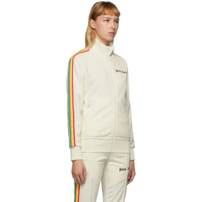 Shop Palm Angels Off-white Rainbow Classic Track Jacket In Off Wht/mul