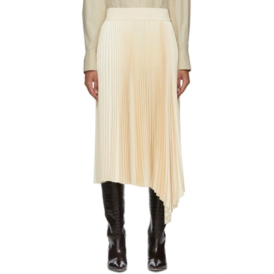 Shop Joseph Off-white Sabin Plissé Mid-length Skirt In 0045 Ivory