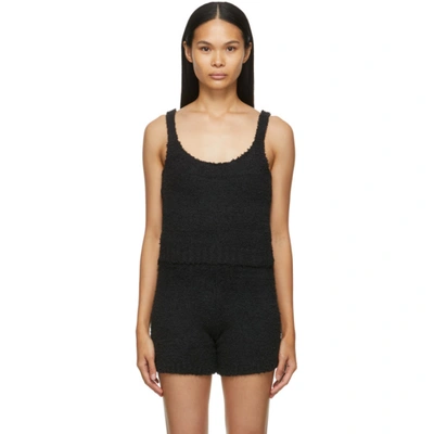 Skims Black Knit Cozy Tank Top In Onyx