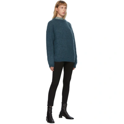 Shop Acne Studios Blue Wool & Mohair Oversized Sweater In Teal Blue
