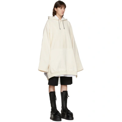 Shop Sunnei Off-white Long Hoodie In Cream