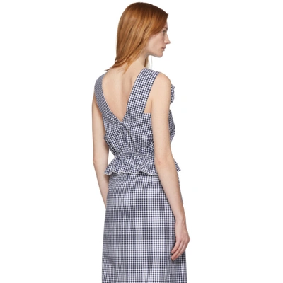 Shop Pushbutton White And Navy Gingham Frills Tank Top