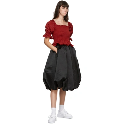Shop Comme Des Garçons Black Satin Midi Skirt In 1 Black